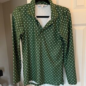Elegant Green Polka Dot Button-Down Shirt